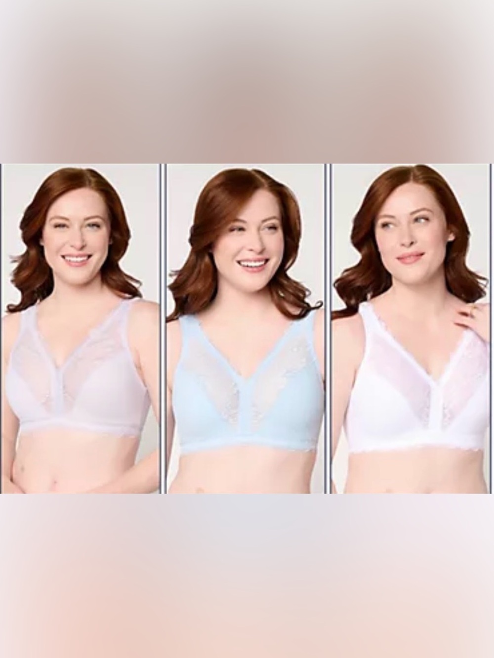 Soft Lace Wireless Bra in White and Light Blue